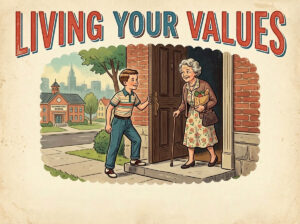 Illustration representing living your values and personal integrity in daily choices
